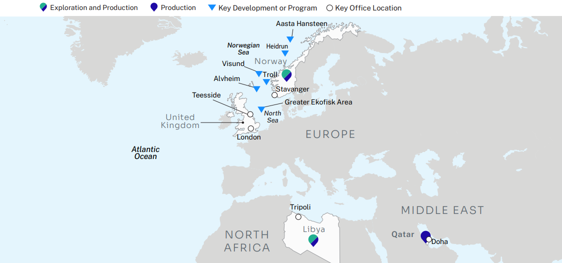 ConocoPhillips Europe, Middle East and North Africa Operations Map